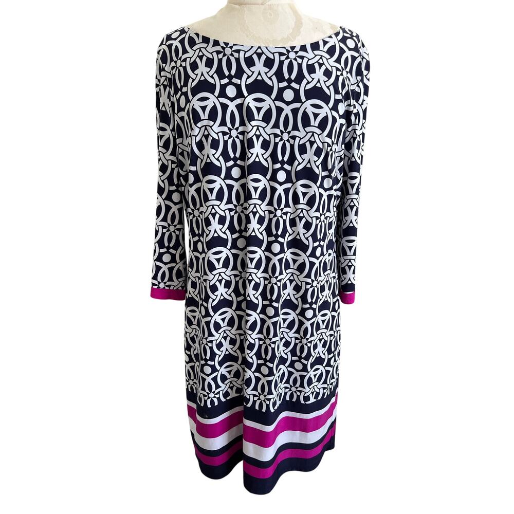 INC International Concepts Geometric Print Knee Length Shift Dress Large